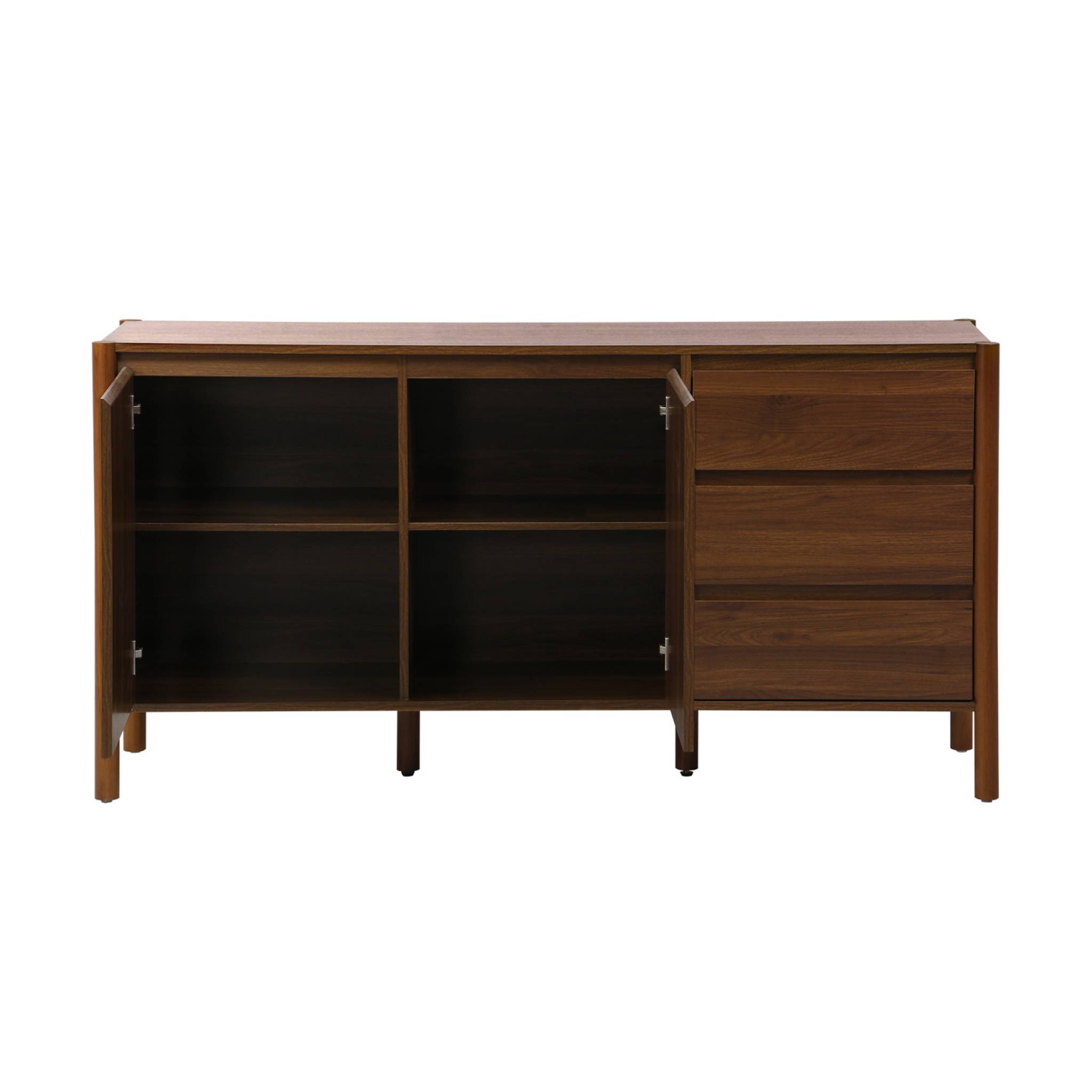Buffet décor bois 2 portes 3 tiroirs 150cm noyer - 150 x 42 x 78.5 cm - Harmony