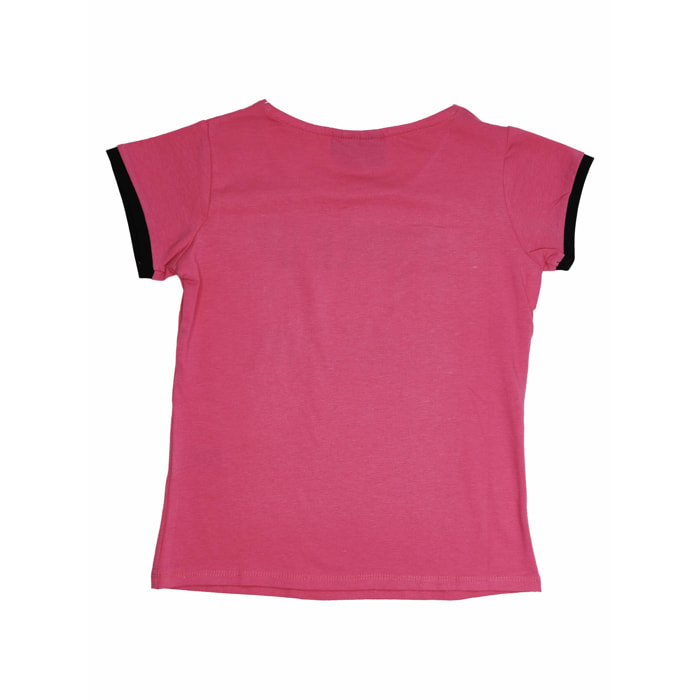 T-shirt a maniche corte con bordi in contrasto da bambina Power Up
