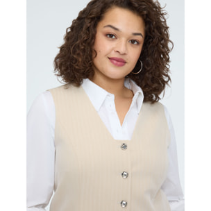 Fiorella Rubino - Chaleco con botones joya - Beige