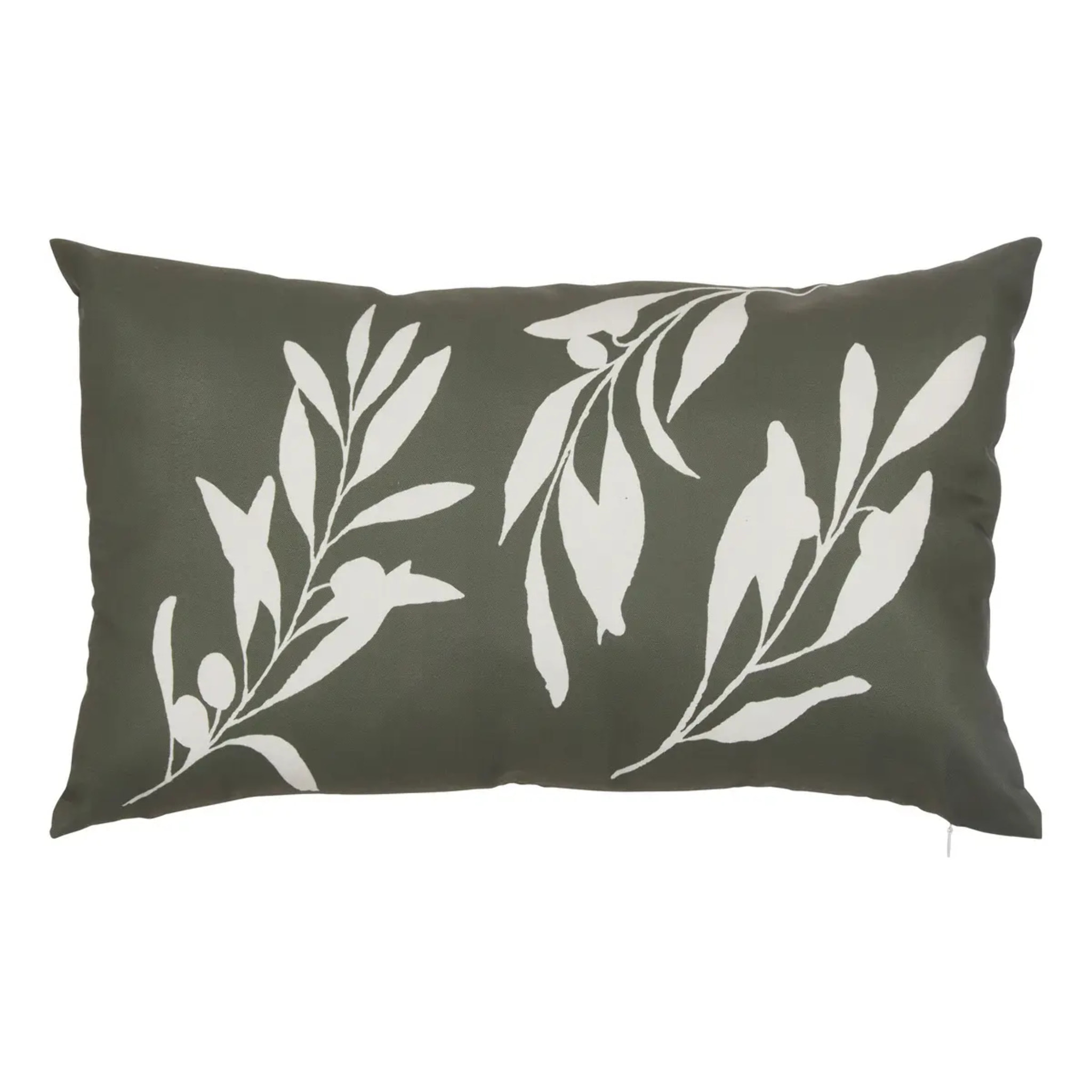Housse de coussin d'extérieur Tileo 50x30cm motif feuilles vert foncé