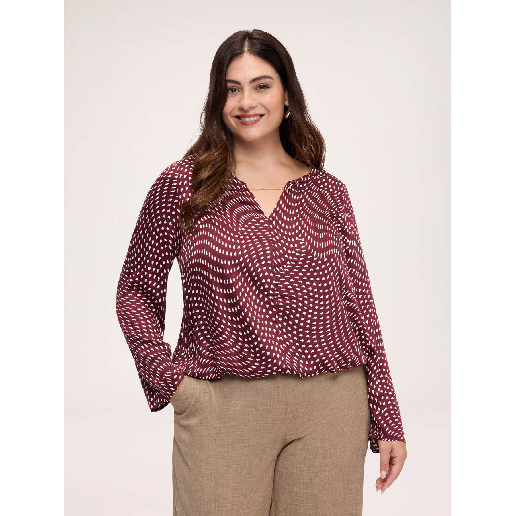 Fiorella Rubino - Blusa con stampa cuoricini - Marrone