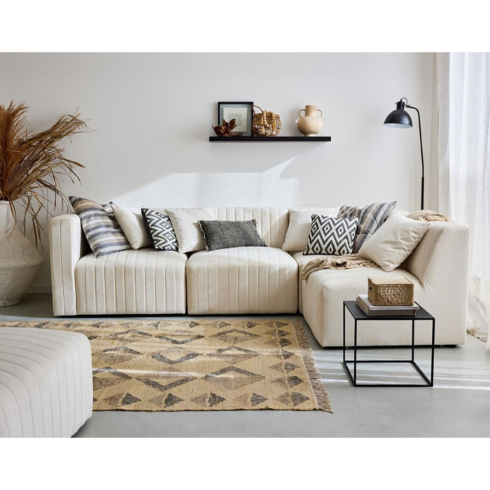 Nova - canapé modulable d'angle droit - 5 places - en velours - Beige