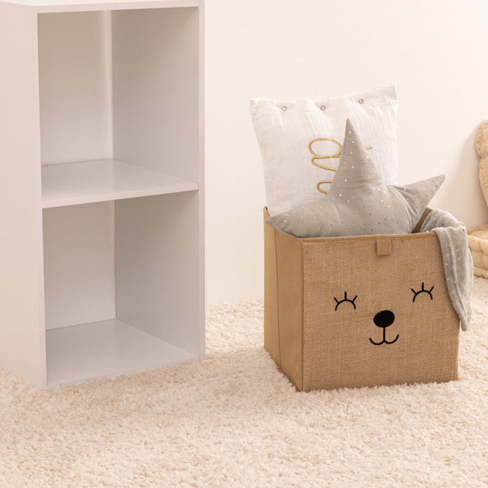 Bac de rangement enfant - motif animal - jute
