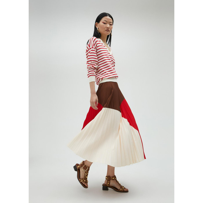 Gonna plissettata tricolore