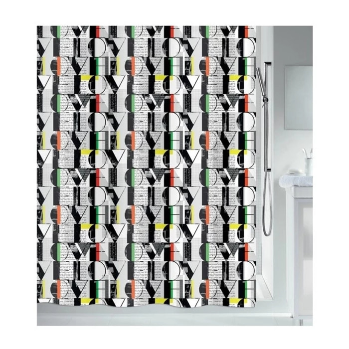 Rideau de douche Polyester POP LOVE 180x200cm Gris Spirella