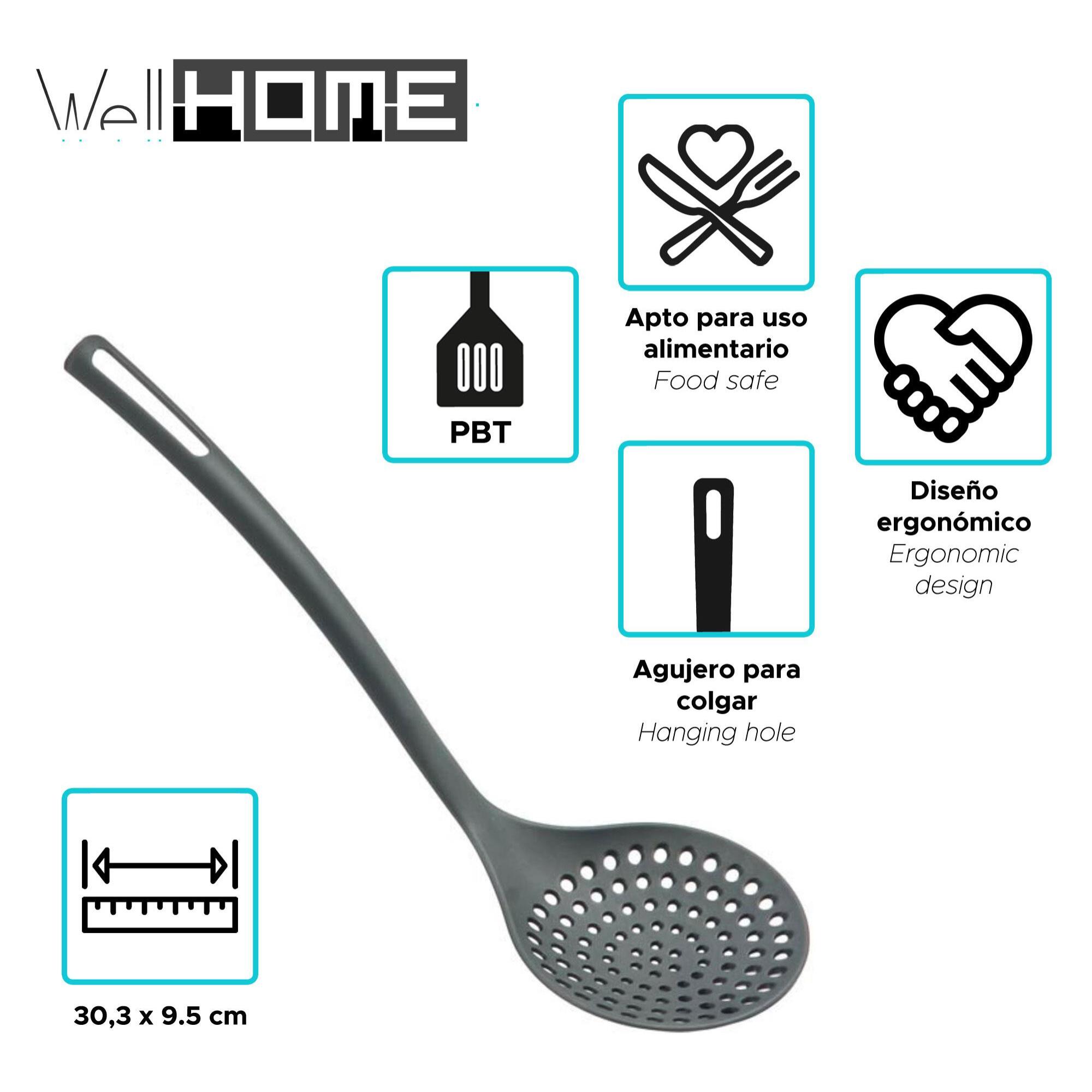 juego de batería de cocina de 7pc en acero inoxidable + 6 utensilios básicos de cocina en pbt negro