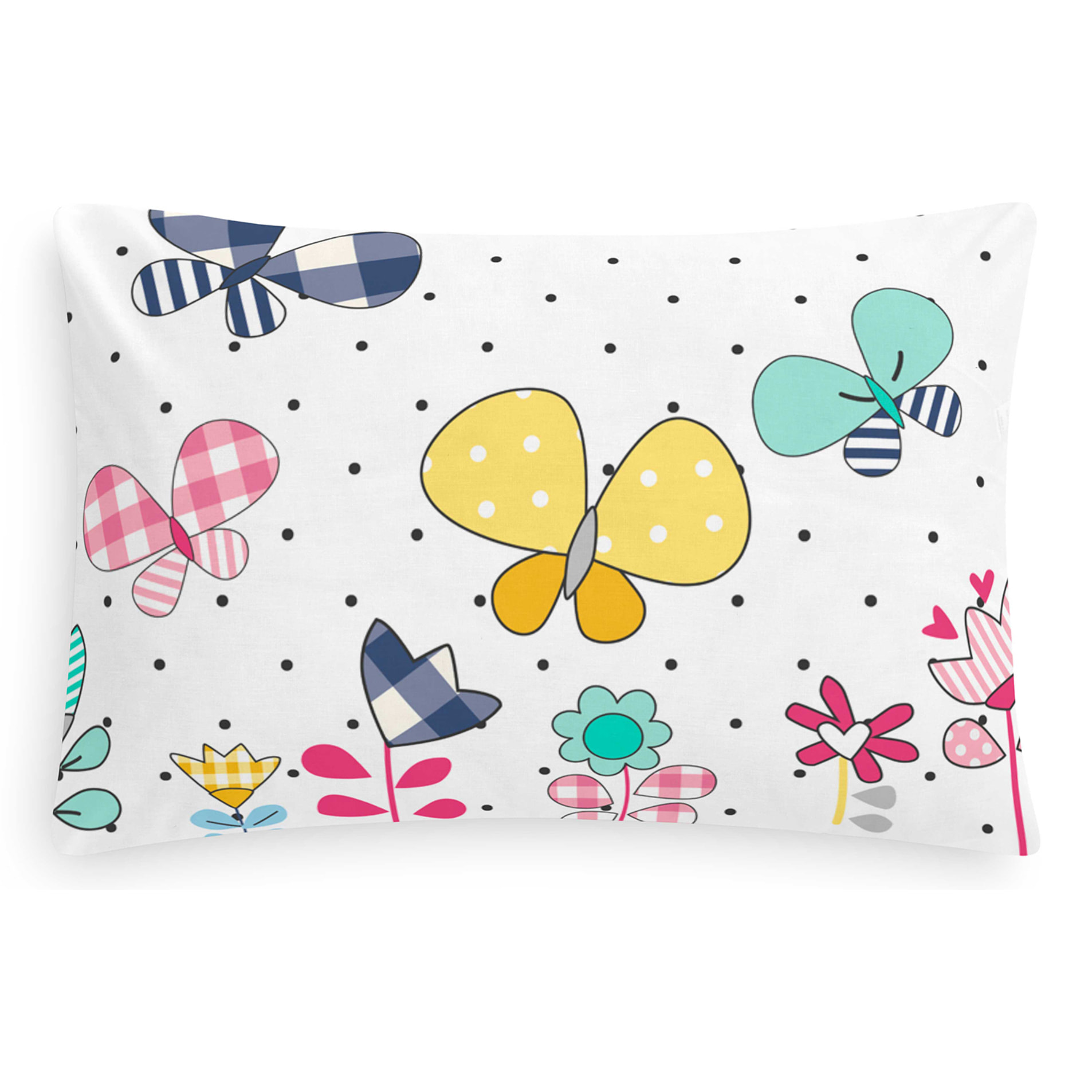 Cool Kids - Funda de Cojín Estampado - Con Cremallera - Sin relleno - 100% Algodón - Vichy Butterfly