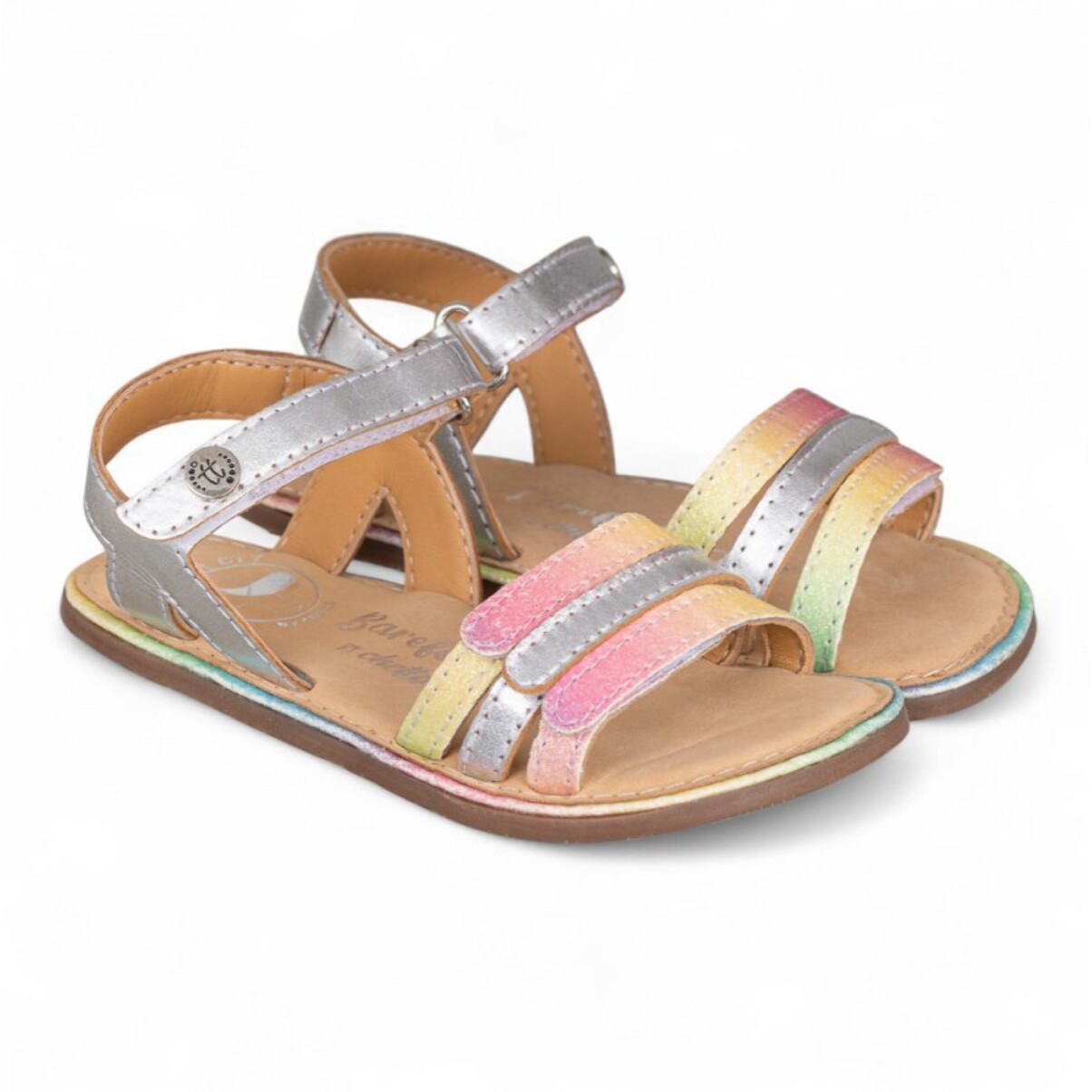 SANDALIA BAREFOOT PIEL CHETTO TIRAS METALIZADAS PLATA