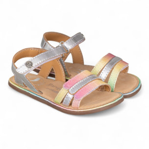 SANDALIA BAREFOOT PIEL CHETTO TIRAS METALIZADAS PLATA