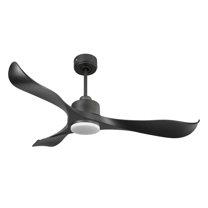 Ventilateur de plafond Réversible  Thermostat Dimmable Wifi Moteur à courant continu Toits en pente Télécommande Lumière à trois tons Adaptateur 2/3 Lames