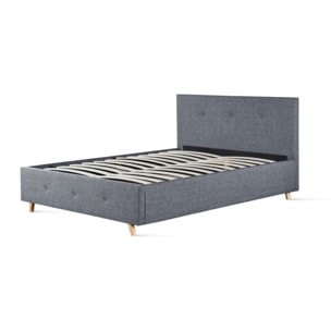 Lit coffre double scandinave lulea - Gris anthracite