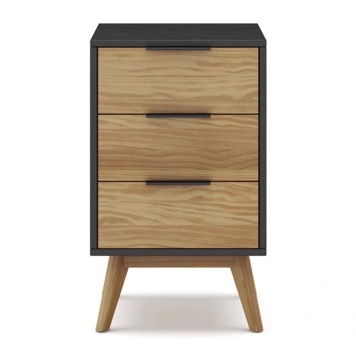 Mesita de noche Numa 3 cajones Gris Alpino - Oak