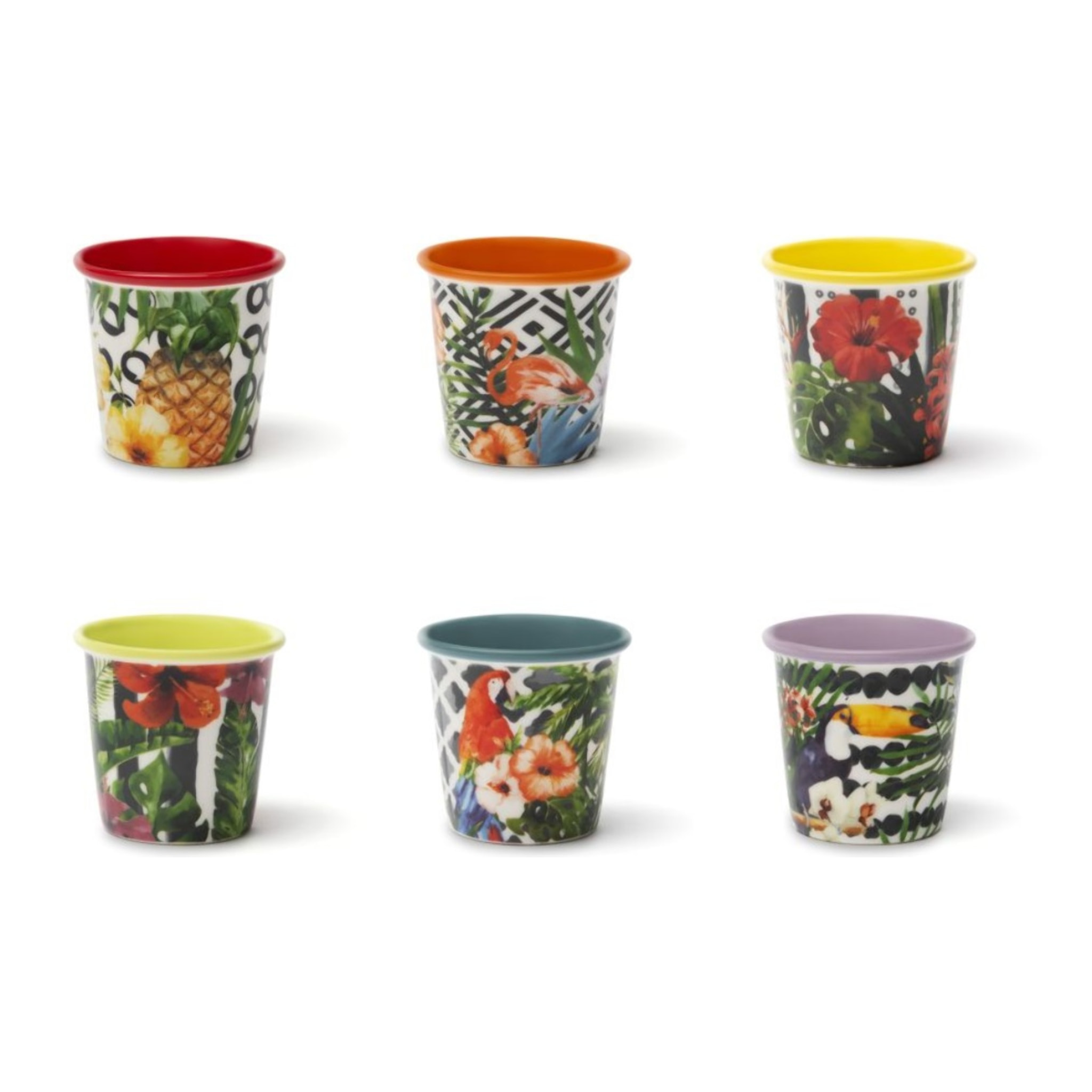 Set 6 Bicchierini Caffè Excelsa – Tropical Chic, New Bone China Multicolore