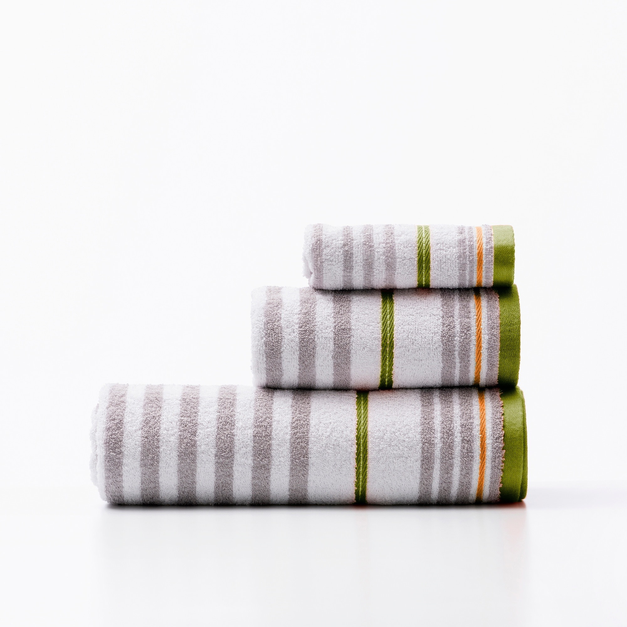 Set 3pc toalla de baño , 450gsm, 100% algodón, blanco con rayas Benetton