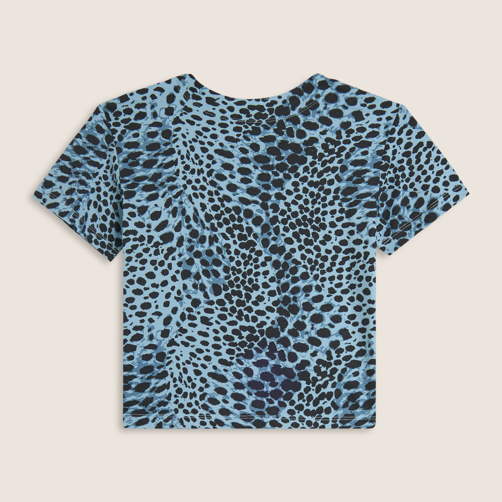 T-shirt slim fit cropped con stampa animalier