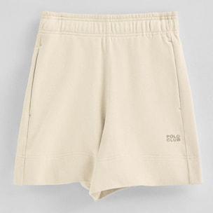 Pantaloncini in cotone ecrù con logo ricamato