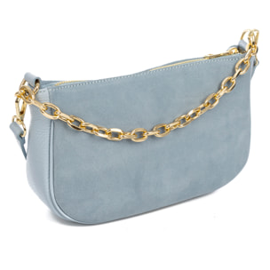 Avella bolso bandolera mujer, de piel auténtica Gamuza combinada con Dollaro.