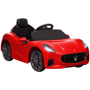 Coche Eléctrico para Niños de +3 Años Maserati Gran Turismo Folgore Coche Eléctrico con Batería 12V Mando a Distancia Faros Bocina y Música MP3 Rojo