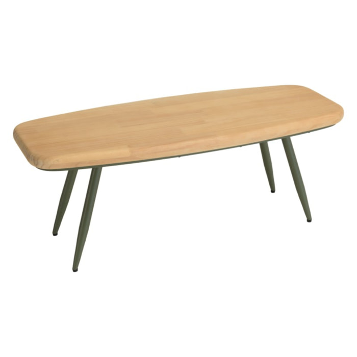 HELENA - Table basse PM plateau en pin pieds scandinaves métal vert
