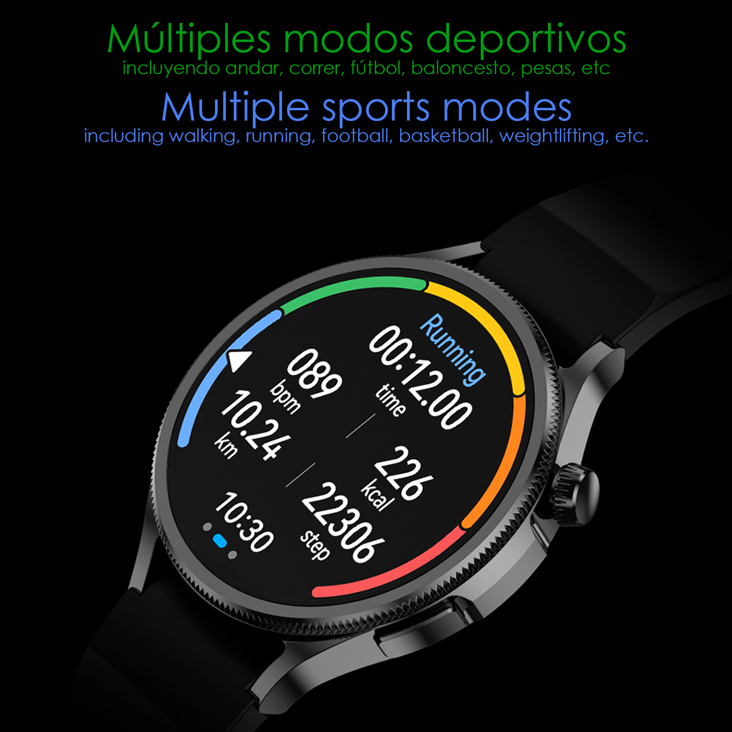 Smartwatch M103 con monitor cardiovascular, varios modos de deporte. Correa de metal + correa de silicona y auriculares TWS.