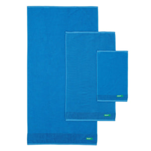 Set 3pc toalla de baño (tocador 30x50cm + manos 50x90cm + baño 70x140cm) 450gsm 100%algodón azul 'rainbow'