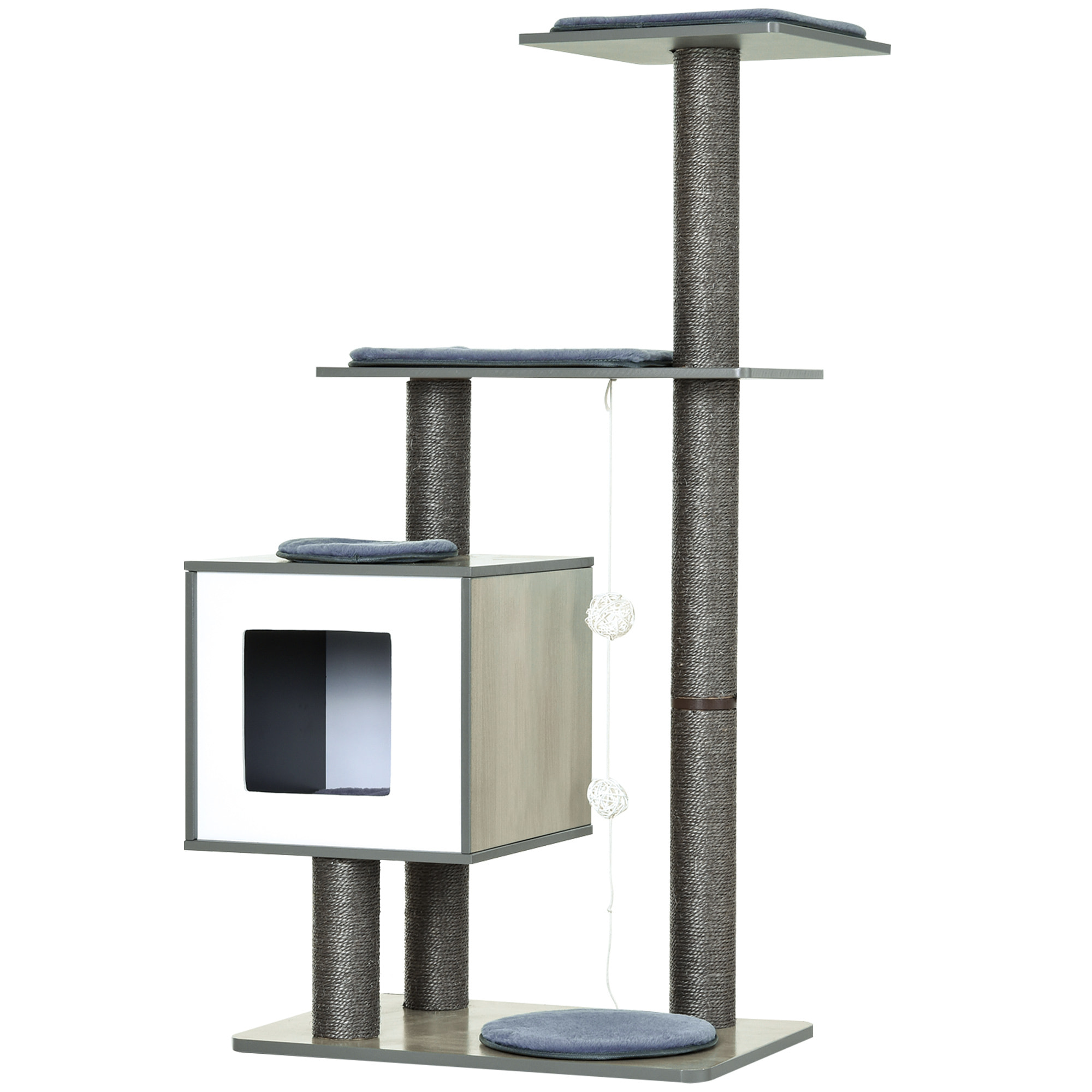Arbre à chats design contemporain beige hêtre gris