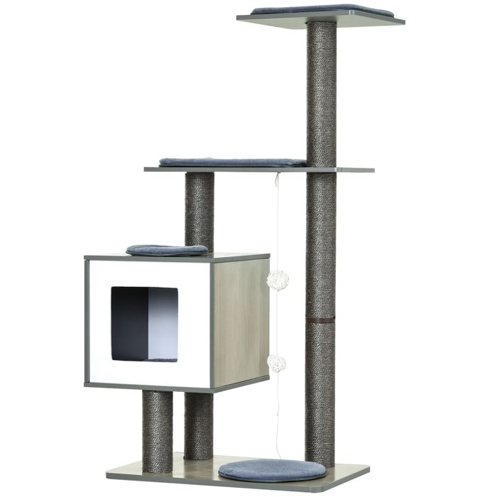 Arbre à chats design contemporain beige hêtre gris