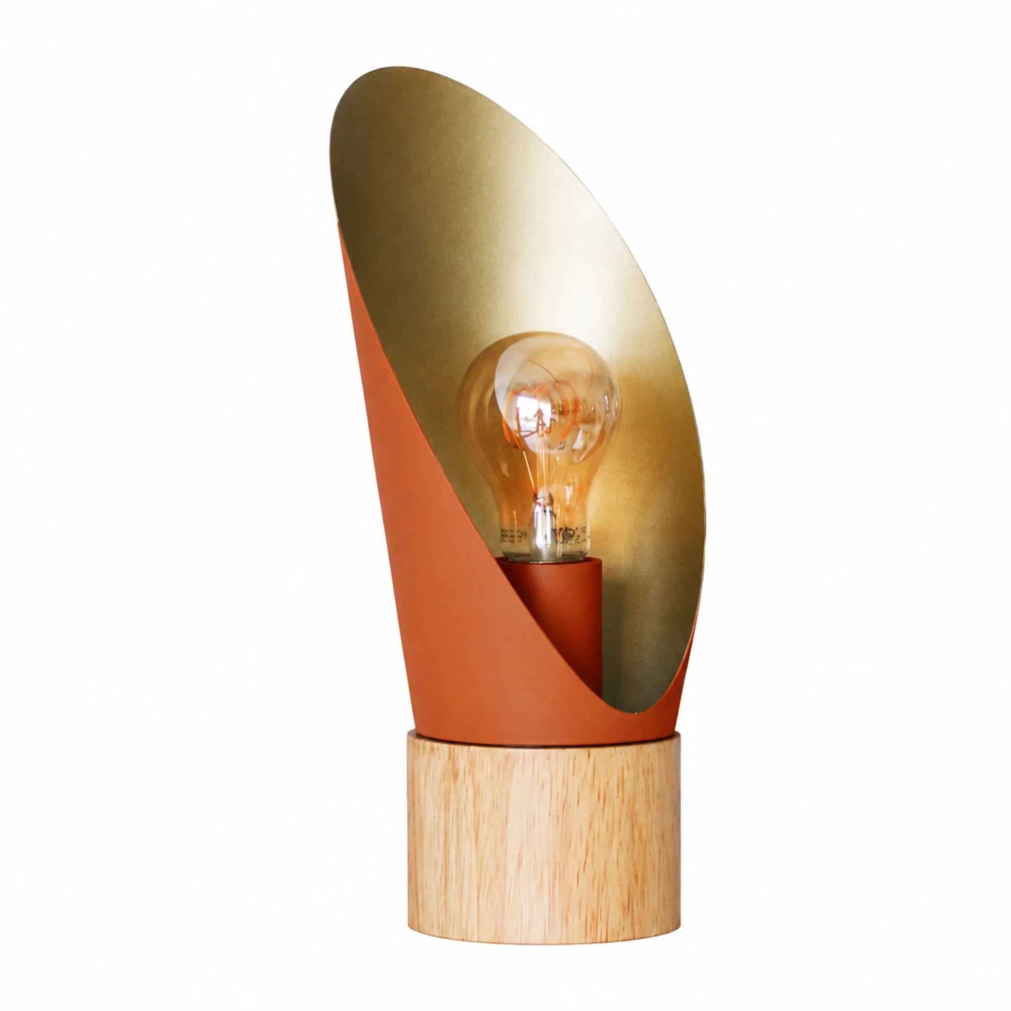 Lampe à poser en métal terracotta et bois H30 cm - Spoon
