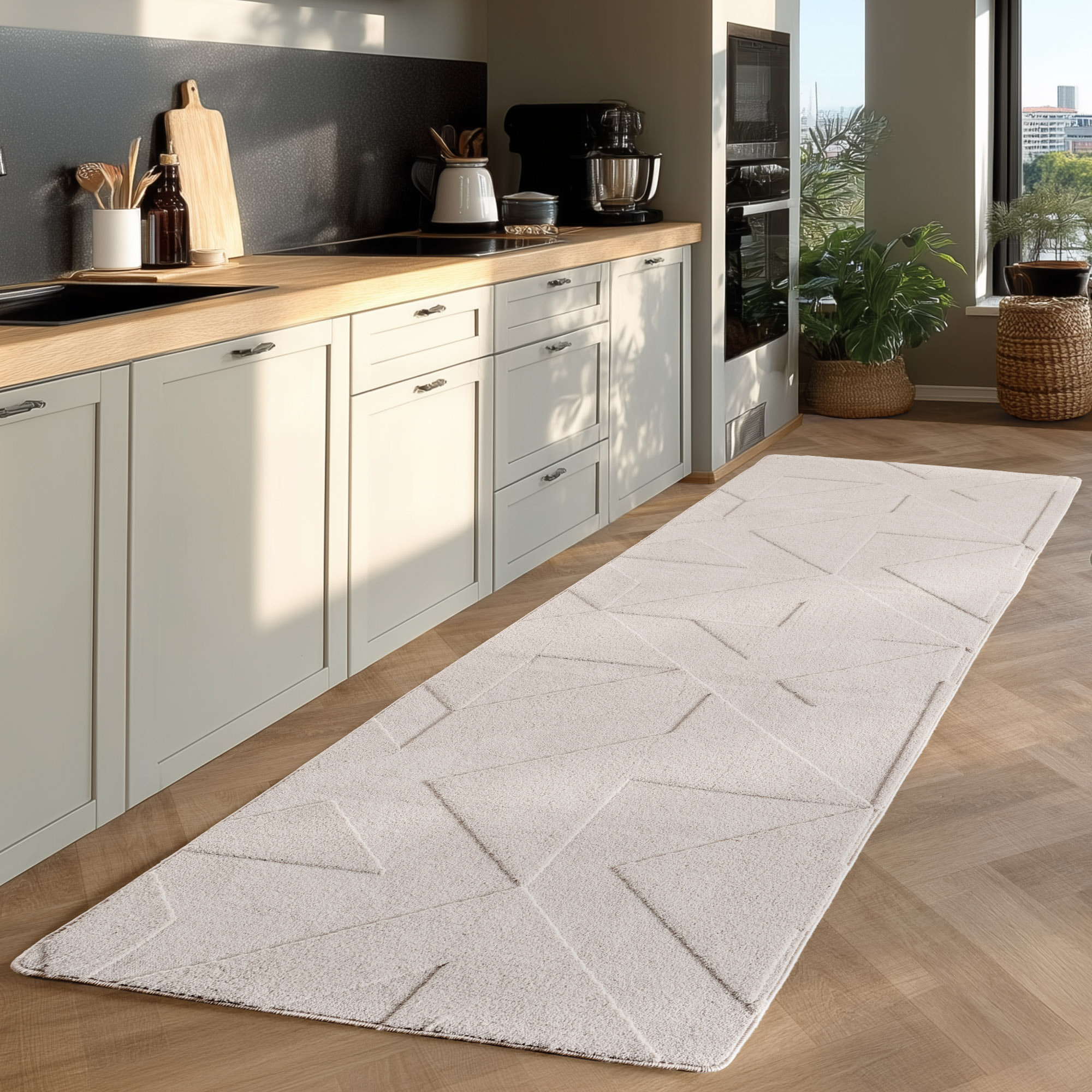 LENNY - Tapis de salon creme au design moderne