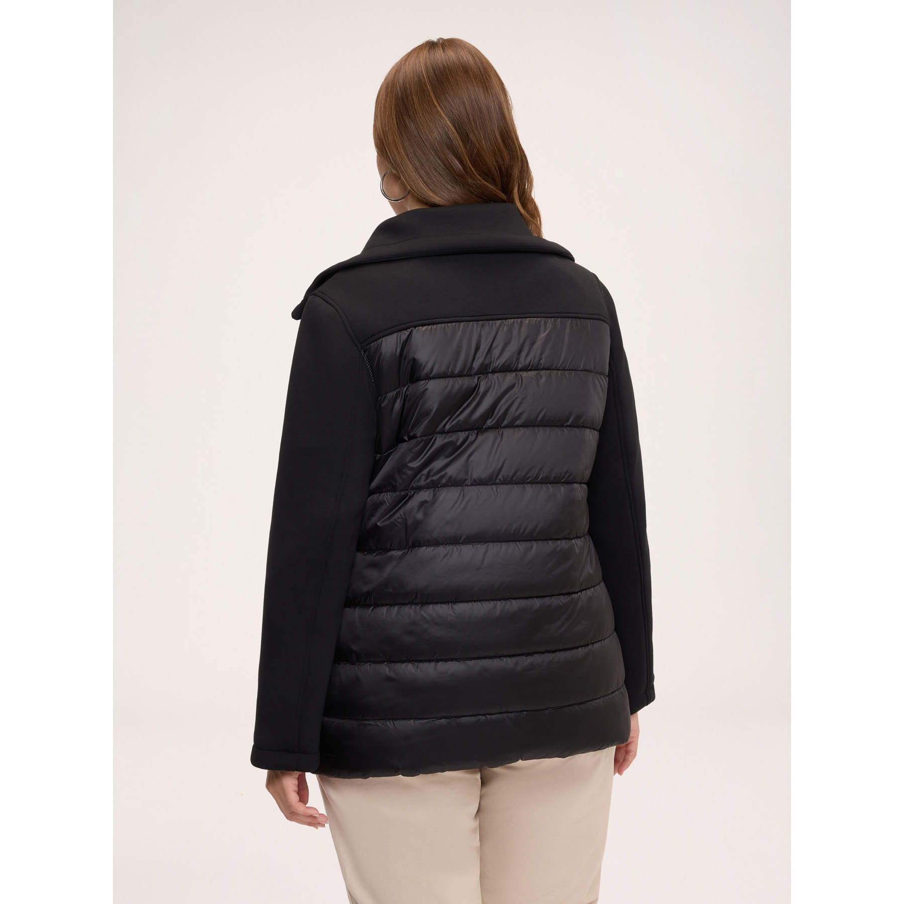 Fiorella Rubino - Plumífero bimaterial con cuello alto - Negro