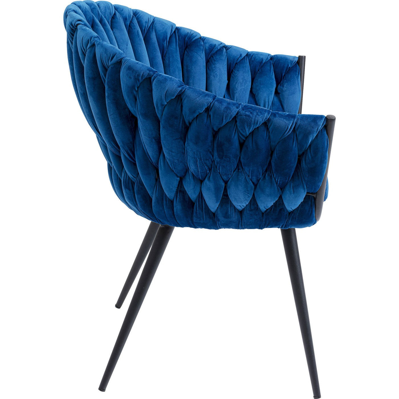 Chaise avec accoudoirs Knot velours bleu Kare Design