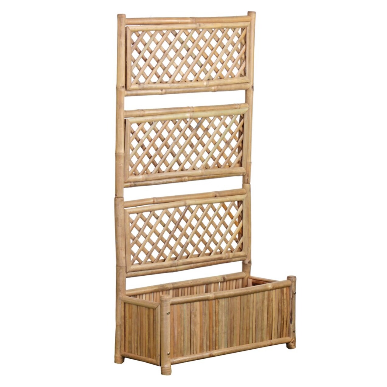 Fioriera in legno grigliato di bambù 70x30x134