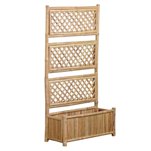 Fioriera in legno grigliato di bambù 70x30x134