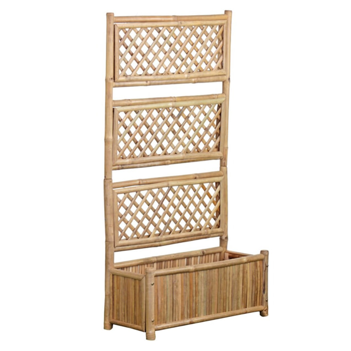 Fioriera in legno grigliato di bambù 70x30x134