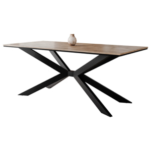 Casey - table à manger - plateau effet bois - pieds en métal - 4 à 8 personnes - Bois / Noir