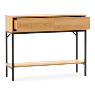 Mesa consola Auri 2 cajones efecto Roble