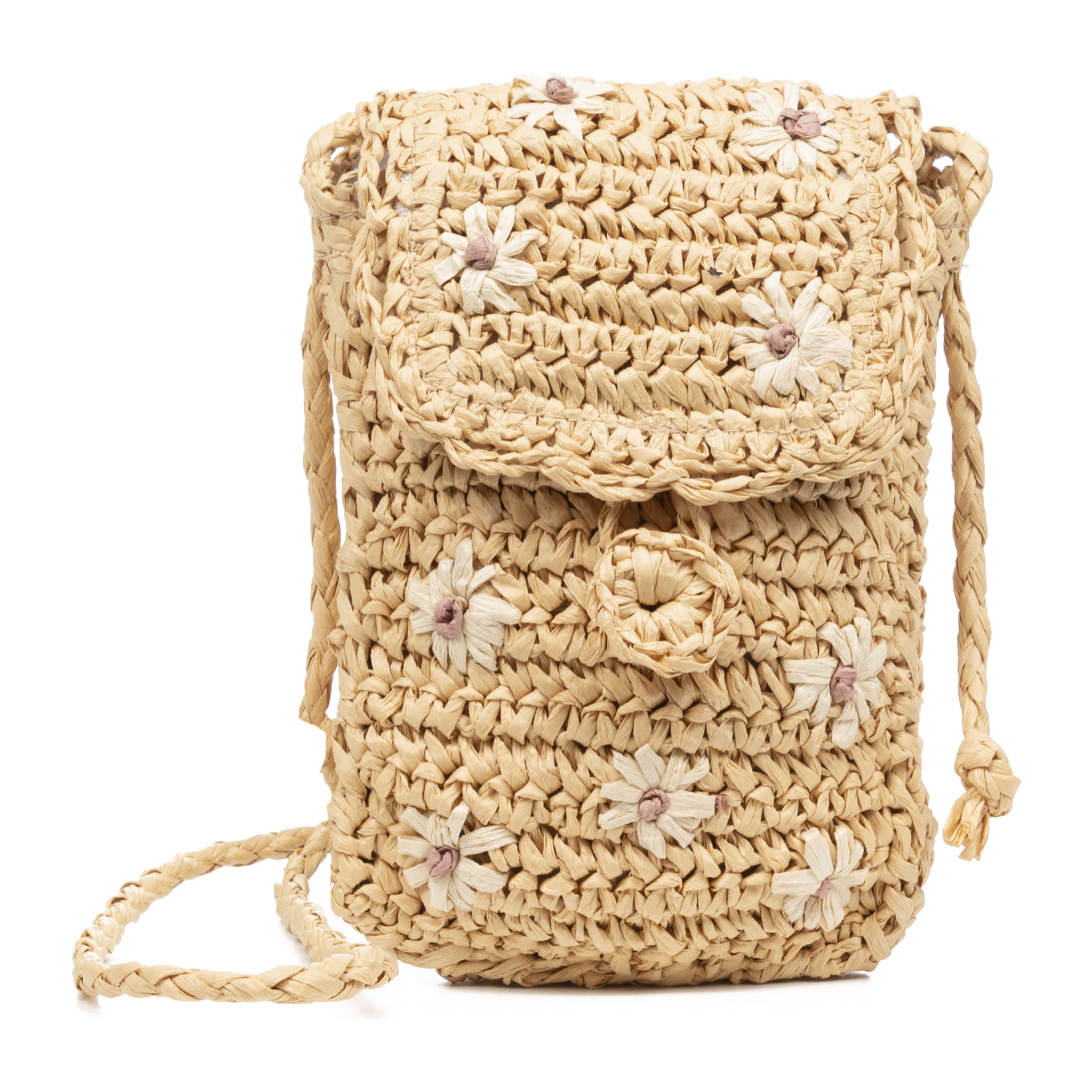 Zero borsa a tracolla in rafia di carta intrecciata.