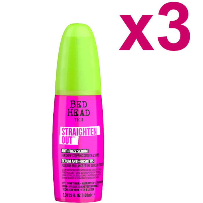 TIGI Kit Bed Head Straighten Out Anti-Frizz Serum 3 Pezzi x 100ml