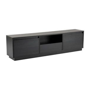 Meuble TV noir avec rangement - effet bois MARFA