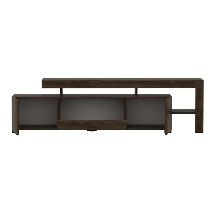 Meuble TV effet bois foncé avec éclairage LED 192 cm ROSTOCK