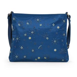 Bolso cuadrado azul con bordado