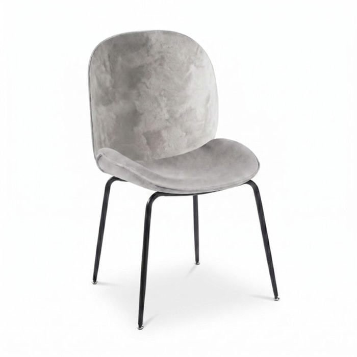 Sedia Imbottita in Effetto Velluto con Gambe in Acciaio, Design Moderno ed Elegante per Sala da Pranzo, Cucina, Soggiorno, Studio e Ufficio