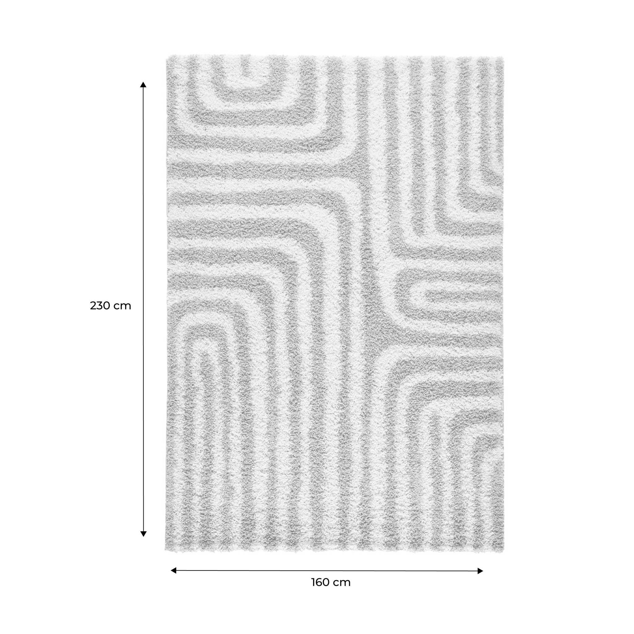 Tapis intérieur shaggy motifs géométriques rectangulaires beige 160 x 230 cm - Queensy
