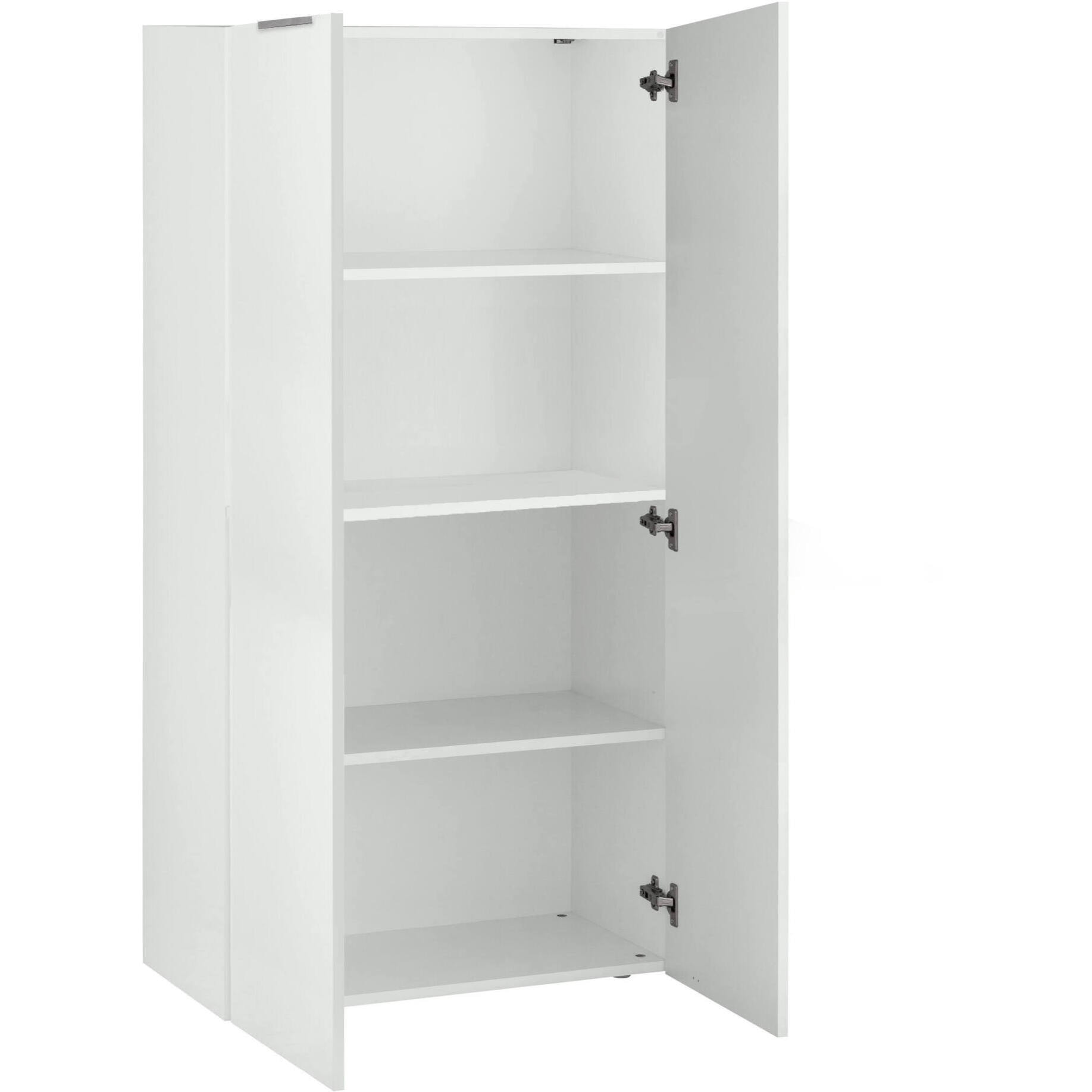 Libreria Dcuratol, Mobile portalibri con 4 vani, Biblioteca, 70x35h140 cm, Bianco