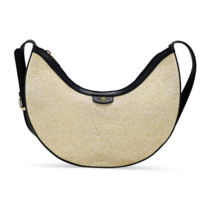 Bolso de hombro beige en rafia