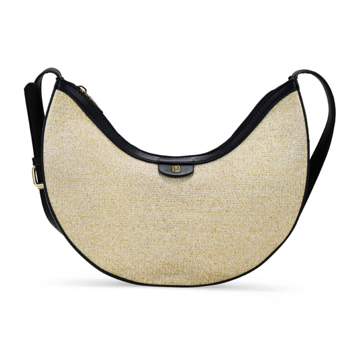Bolso de hombro beige en rafia
