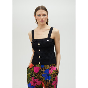 Top in maglia con bottoni