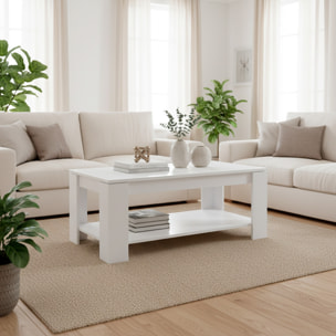 Tavolino Da Caffè Sollevabile Tavolo Da Salotto Rialzabile Salvaspazio Per Mangiare O Lavorare Dal Divano Con Piano Rialzabile 102 x 50 x 43 Cm Bianco