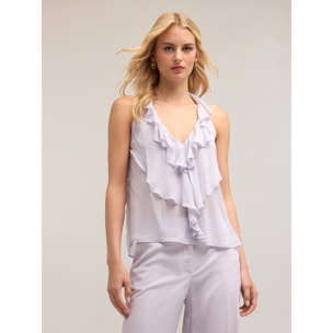 Motivi - Top in georgette con rouches - Viola