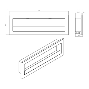 Livorno 120 - Camino a Bioetanolo da Parete o Incasso 120x40x15 cm con Bruciatore 1,25lt in Acciaio Nero